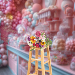 Lofaris Fairy Pink Sweet Candy Store Cake Smash Backdrop