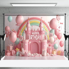 Lofaris Fairy Rainbow Pink Castle Gifts Cake Smash Backdrop