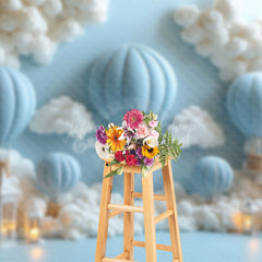 Lofaris Fairy Tale Blue Hot Air Balloon White Cloud Backdrop