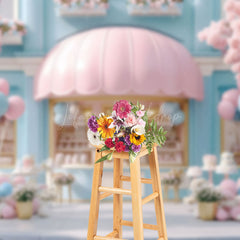 Lofaris Fairy Tale Blue Pink Dessert Shop Cake Smash Backdrop