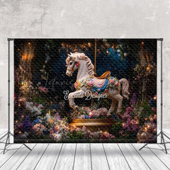 Lofaris Fairy Tale Carousel Floral Firefly Fine Art Backdrop