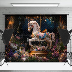 Lofaris Fairy Tale Carousel Floral Firefly Fine Art Backdrop