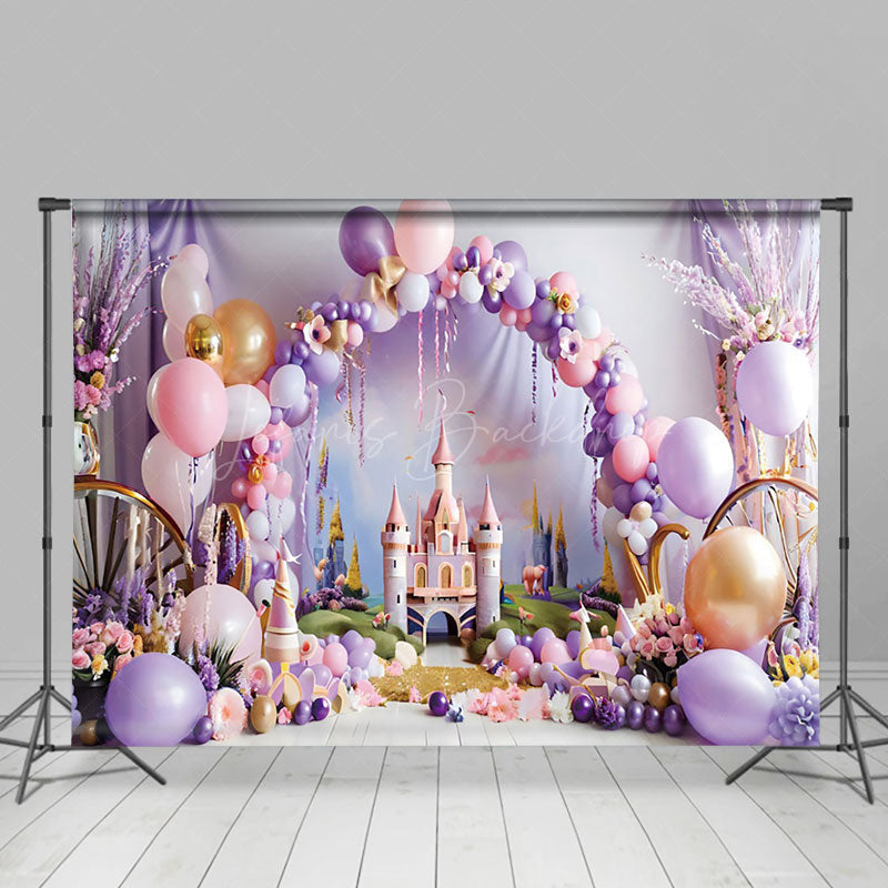 Lofaris Fairy Tale Castle Arch Balloons Cake Smash Backdrop