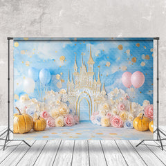 Lofaris Fairy Tale Castle Floral Pumpkin Cake Smash Backdrop