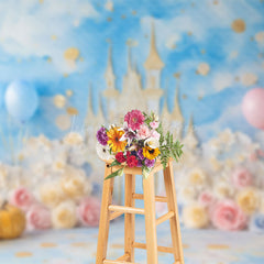 Lofaris Fairy Tale Castle Floral Pumpkin Cake Smash Backdrop