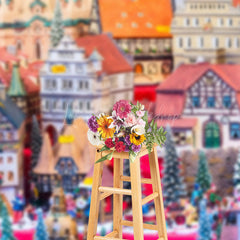 Lofaris Fairy Tale Colorful Town Christmas Vibe Backdrop