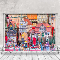 Lofaris Fairy Tale Colorful Town Christmas Vibe Backdrop