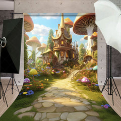 Lofaris Fairy Tale Mushroom Castle Path Cake Smash Backdrop