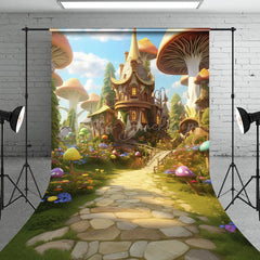 Lofaris Fairy Tale Mushroom Castle Path Cake Smash Backdrop