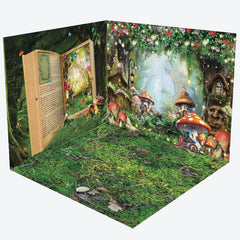 Lofaris Fairy Tale Mushroom Forest Scene Room Set Backdrop