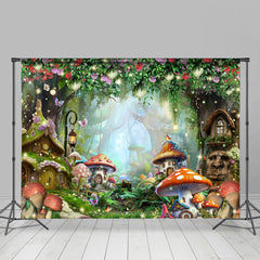 Lofaris Fairy Tale Mushroom Forest Scene Room Set Backdrop