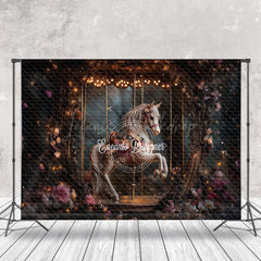 Lofaris Fairy Tale Night Floral Carousel Fine Art Backdrop