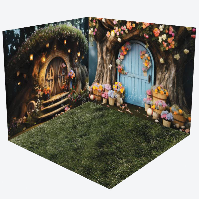 Lofaris Fairy Tale Night Forest Tree House Room Set Backdrop