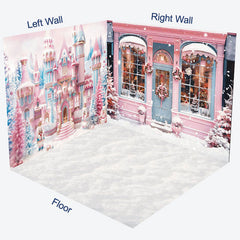 Lofaris Fairy Tale Pink Candyland Christmas Room Set Backdrop