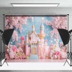 Lofaris Fairy Tale Pink Floral Castle Cake Smash Backdrop