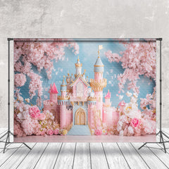 Lofaris Fairy Tale Pink Floral Castle Cake Smash Backdrop