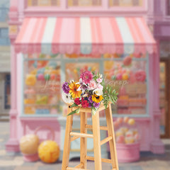 Lofaris Fairy Tale Pink Street Candy Shop Cake Smash Backdrop