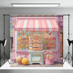 Lofaris Fairy Tale Pink Street Candy Shop Cake Smash Backdrop