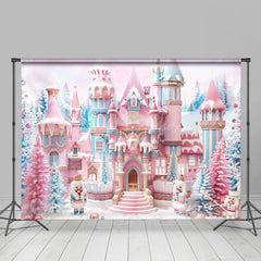 Lofaris Fairy Tale Snowy Castle Christmas Room Set Backdrop