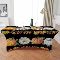 Lofaris Fall Farm Pumpkin Fitted Autumn Stretch Table Cover