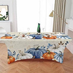 Lofaris Fall Thanksgiving Watercolor Pumpkins Stretch Table Cover