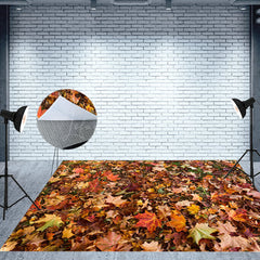 Lofaris Falling Autumn Maple Leaves Fabric Floor Backdrop