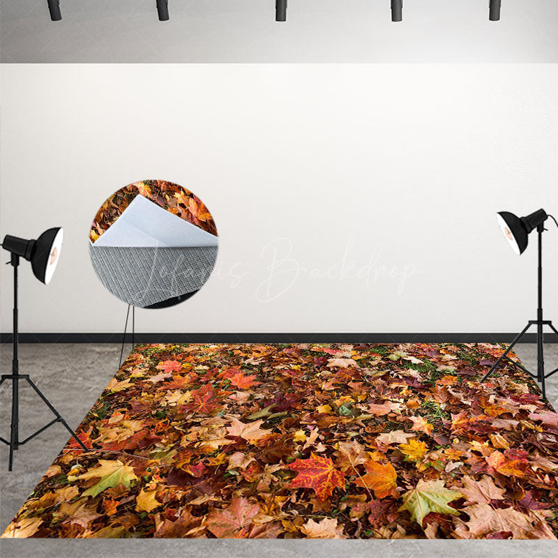 Lofaris Falling Autumn Maple Leaves Fabric Floor Backdrop