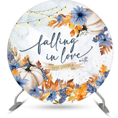 Lofaris Falling In Love Autumn Round Baby Shower Backdrop