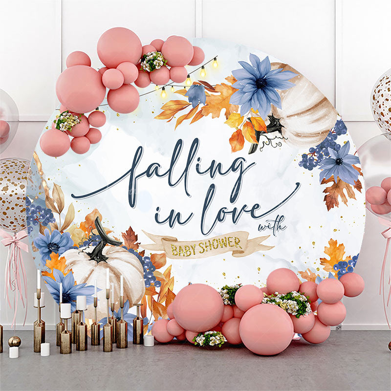 Lofaris Falling In Love Autumn Round Baby Shower Backdrop