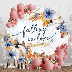 Lofaris Falling In Love Autumn Round Baby Shower Backdrop