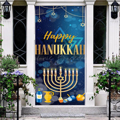 Lofaris Fantasy Blue Bokeh Candlestick Hanukkah Door Cover