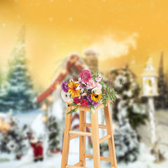 Lofaris Fantasy Forest Fairy Santa Cabin Christmas Backdrop