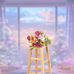 Lofaris Fantasy Light Window Sunset Christmas Tree Backdrop