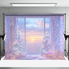 Lofaris Fantasy Light Window Sunset Christmas Tree Backdrop