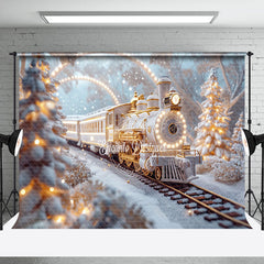 Lofaris Fantasy Train White Pine Tree Xmas Photo Backdrop