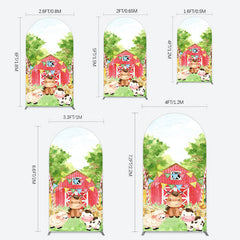 Lofaris Farm Animals Red Barn Happy Birthday Arch Backdrop