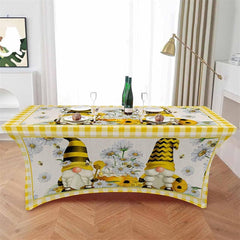 Lofaris Farm Cute Dwarf Daisy Flower Bee Stretch Table Cover