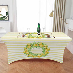 Lofaris Farm Watercolor Lemon Fruit Fitted Stretch Table Cover