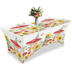 Lofaris Farm Wild Mushroom Sunflower Fitted Stretch Table Cover