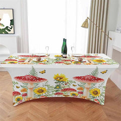 Lofaris Farm Wild Mushroom Sunflower Fitted Stretch Table Cover