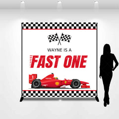 Lofaris Fast One Red Racing Custom Name Birthday Backdrop