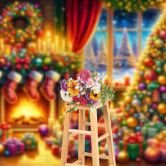 Lofaris Festive Bright Lighted Warm Christmas Vibe Backdrop