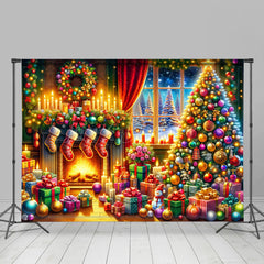 Lofaris Festive Bright Lighted Warm Christmas Vibe Backdrop