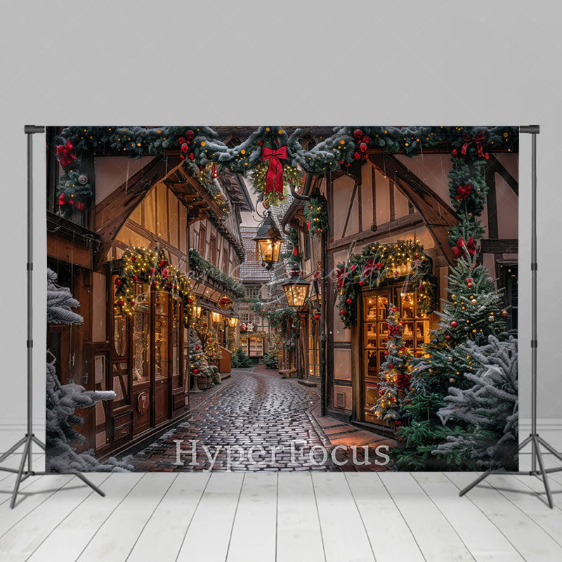 Lofaris Festive Bright Street Path Christmas Photo Backdrop