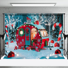 Lofaris Festive Camper Van Snowflake Xmas Decor Backdrop