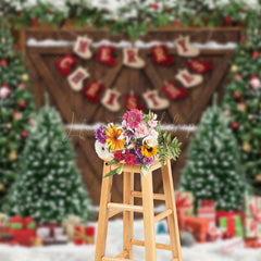 Lofaris Festive Christmas Scene Decorated Door Snow Backdrop