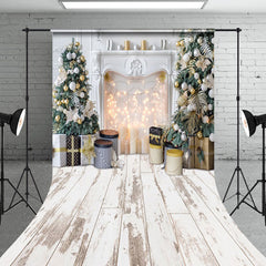 Lofaris Festive Christmas Scenery Decorated Fireplace Backdrop