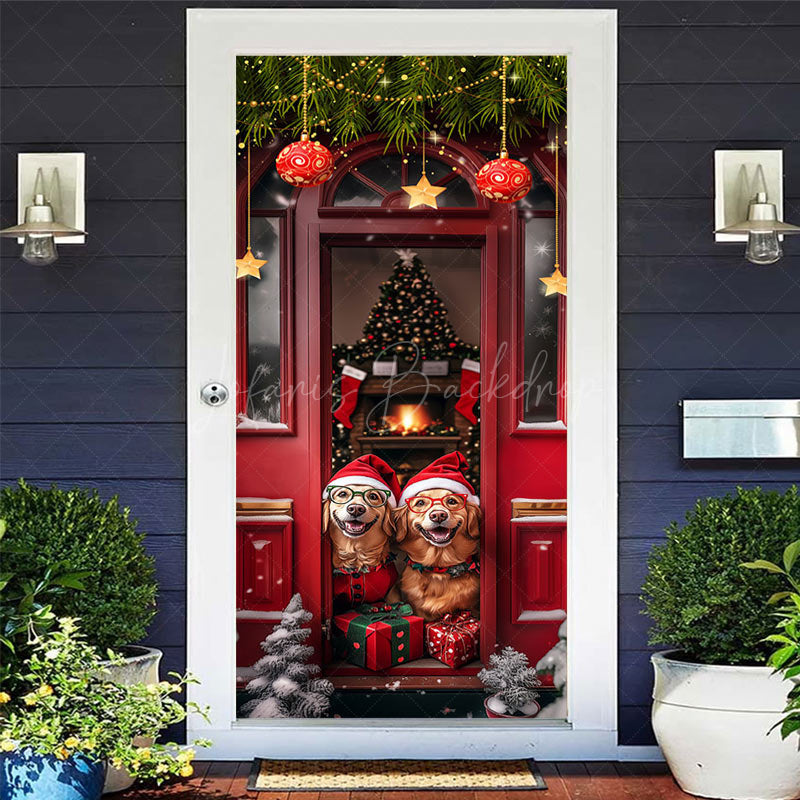 Lofaris Festive Christmas Vibe Red Door Pet Dog Cover