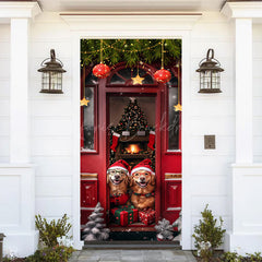 Lofaris Festive Christmas Vibe Red Door Pet Dog Cover