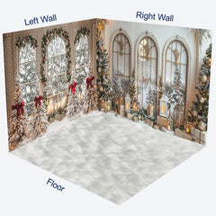 Lofaris Festive Christmas Vibe Window Snowy Room Set Backdrop